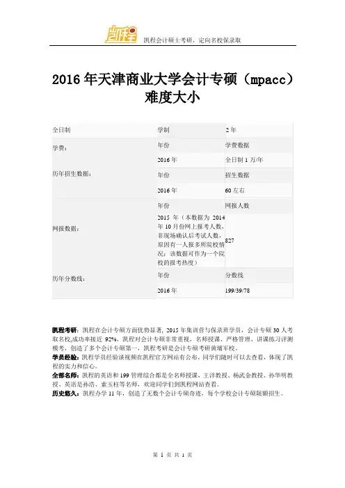 2016年天津商业大学会计专硕(mpacc)难度大小