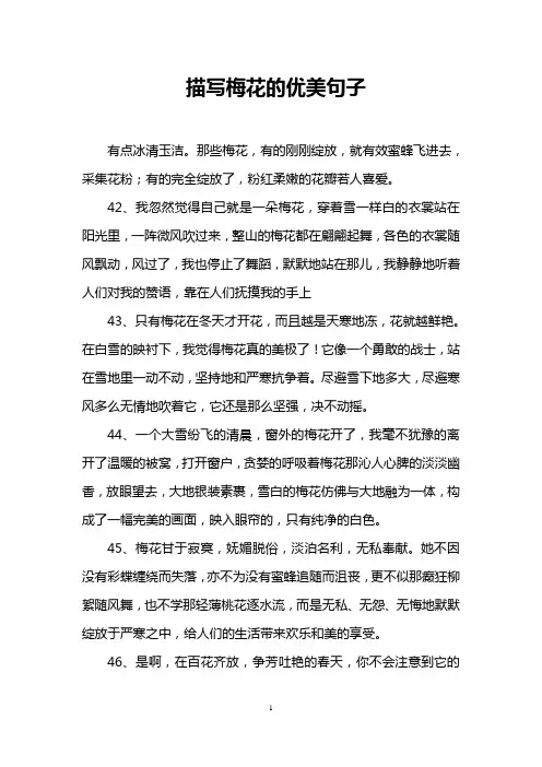 描写梅花的优美句子