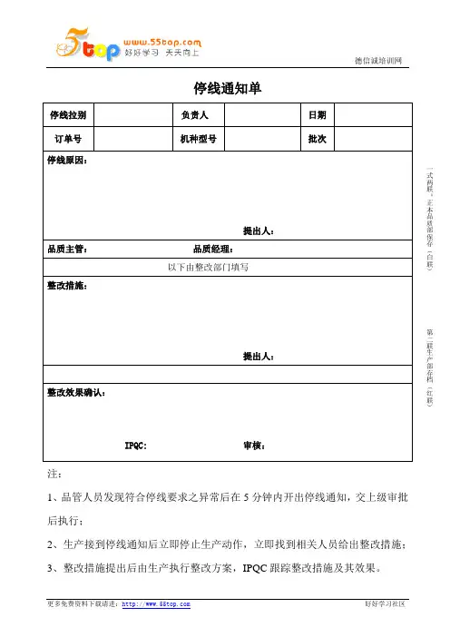 停线通知单