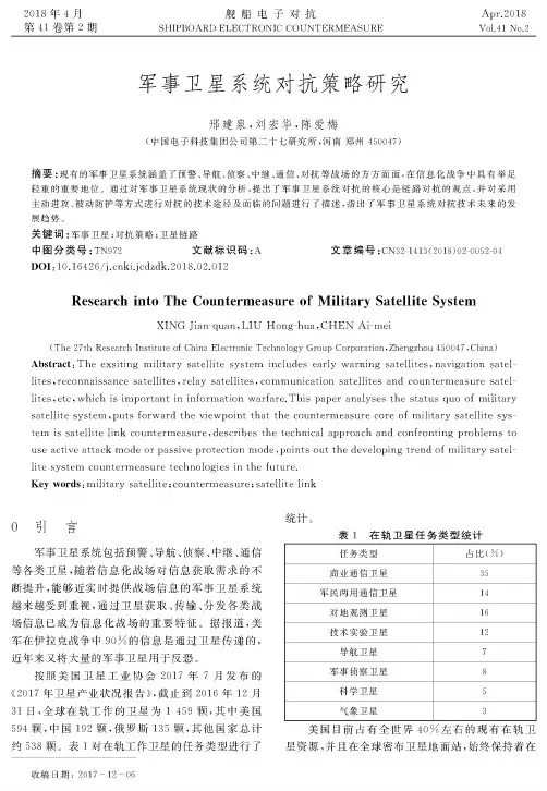 军事卫星系统对抗策略研究