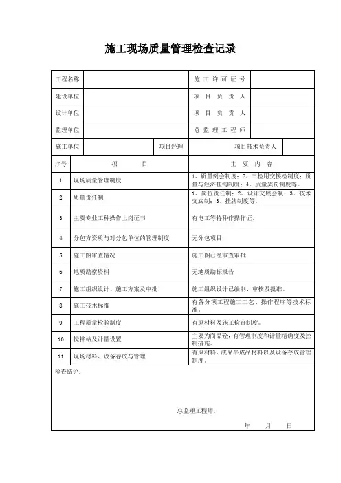 施工现场质量管理检查记录 3
