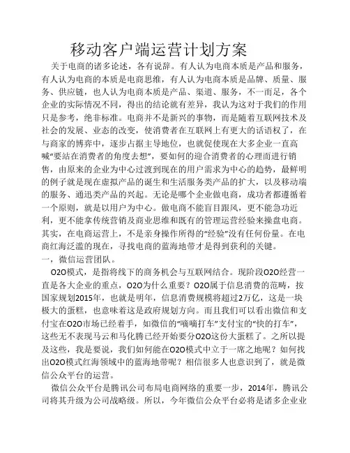 移动端口运营计划方案