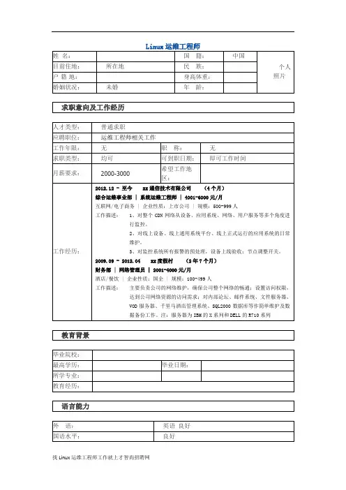 Linux运维工程师_个人简历模板