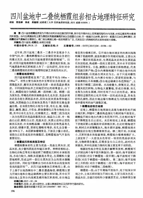 四川盆地中二叠统栖霞组岩相古地理特征研究