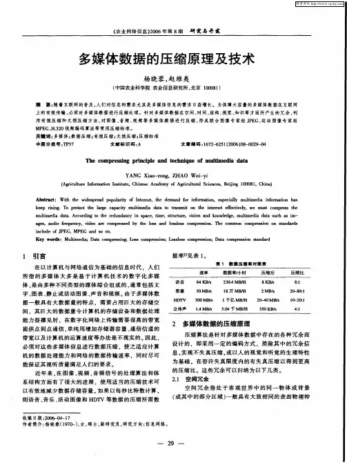 多媒体数据的压缩原理及技术