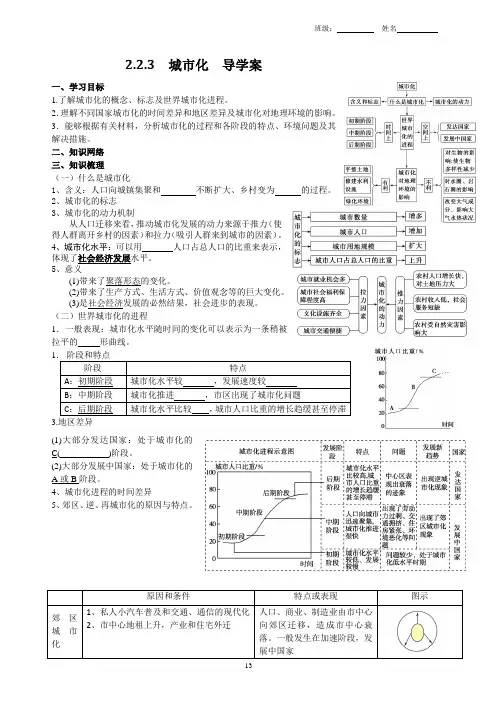 2.2.3  城市化  导学案