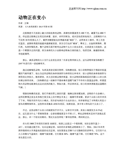 动物正在变小