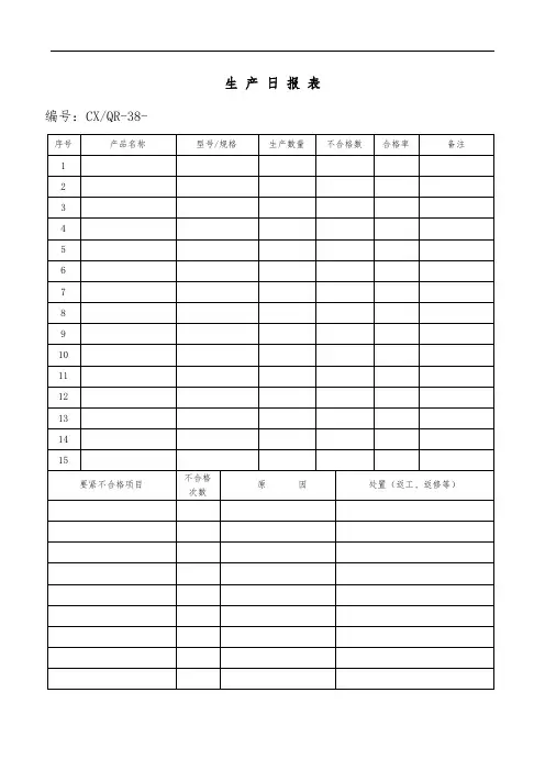 公司生产日统计报表