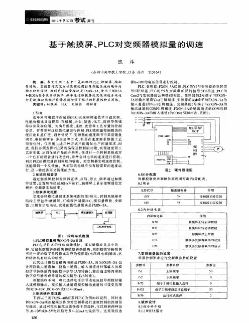 基于触摸屏、PLC对变频器模拟量的调速