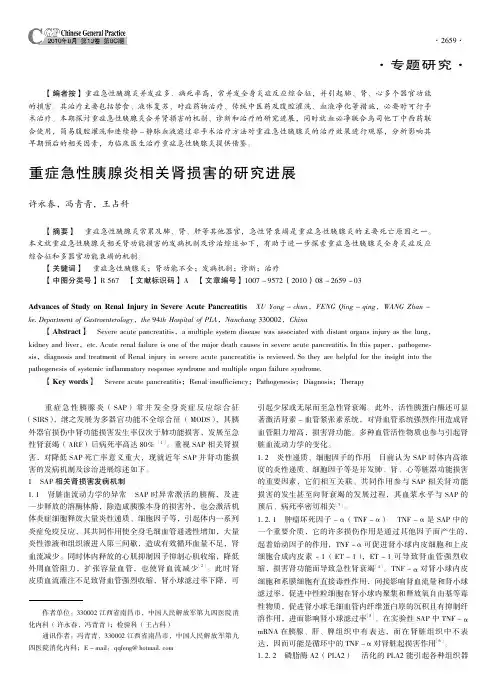 重症急性胰腺炎相关肾损害的研究进展