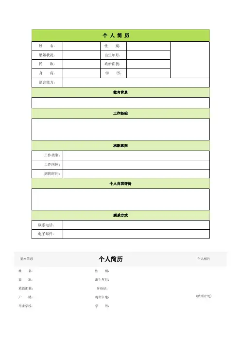 (完整版)个人简历模板大全(60种)