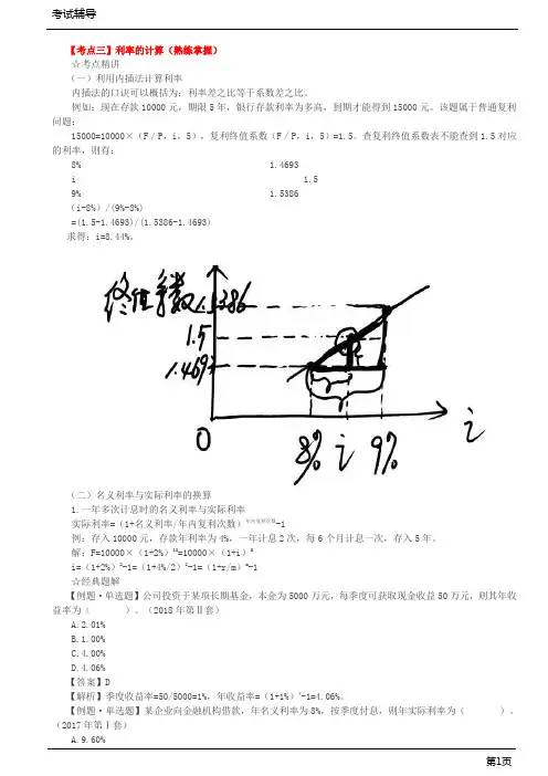2019年 中级财务成本管理 第07讲_利率的计算