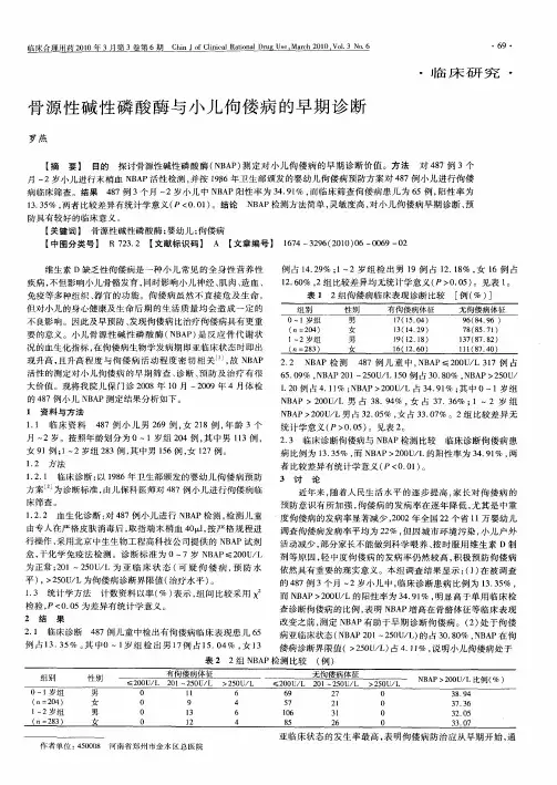 骨源性碱性磷酸酶与小儿佝偻病的早期诊断