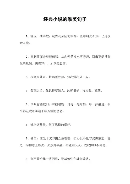 经典小说的唯美句子