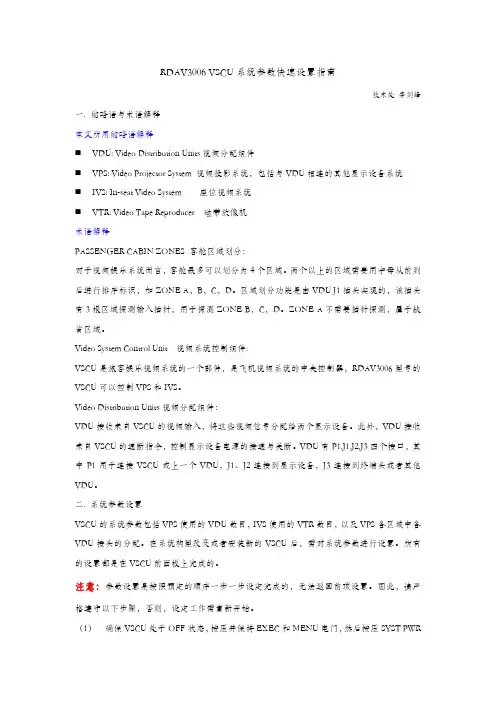 RDAV3006 VSCU系统参数快速设置指南