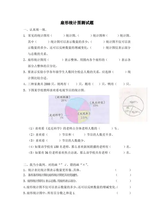 习题：扇形统计图试题