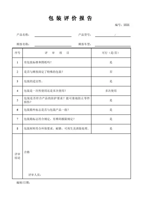 产品包装评价