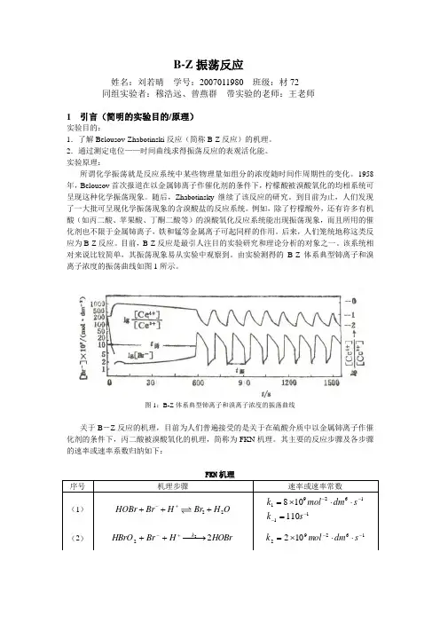 BZ振荡反应实验报告