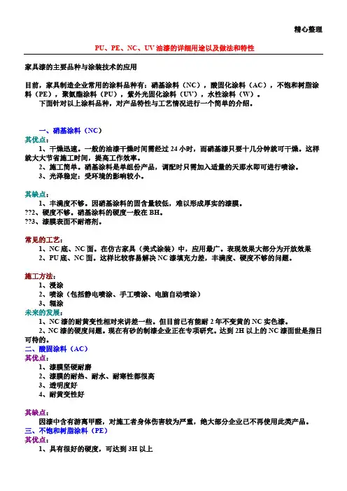 PU、PE、NC、UV油漆的详细用途以及做法和特性