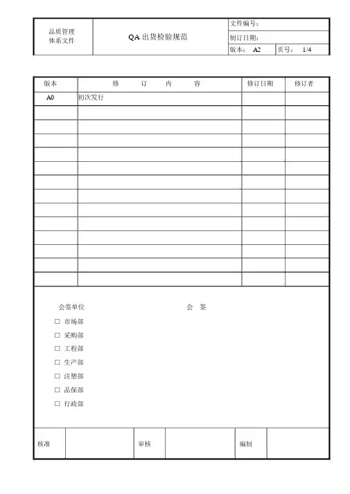QA出货检验规范