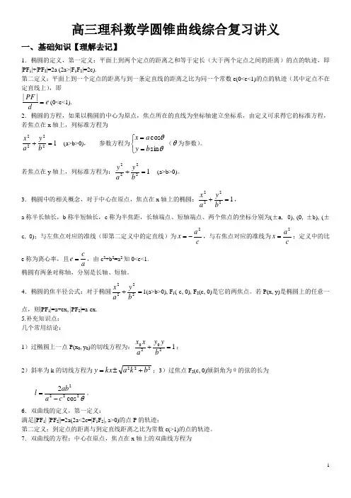 (完整word)高三理科数学圆锥曲线综合复习讲义