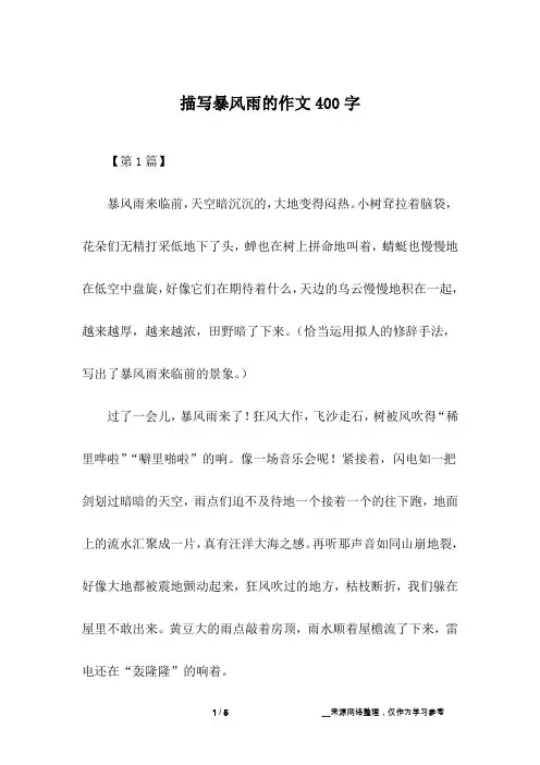 描写暴风雨的作文400字