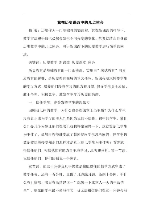我在历史课改中的几点体会