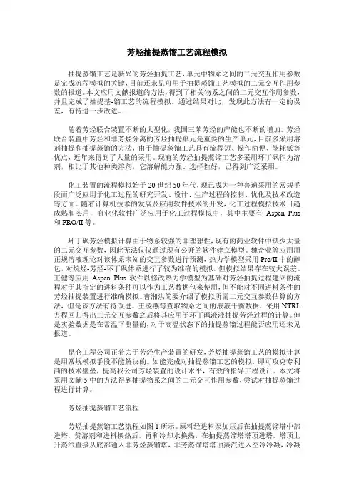芳烃抽提蒸馏工艺流程模拟