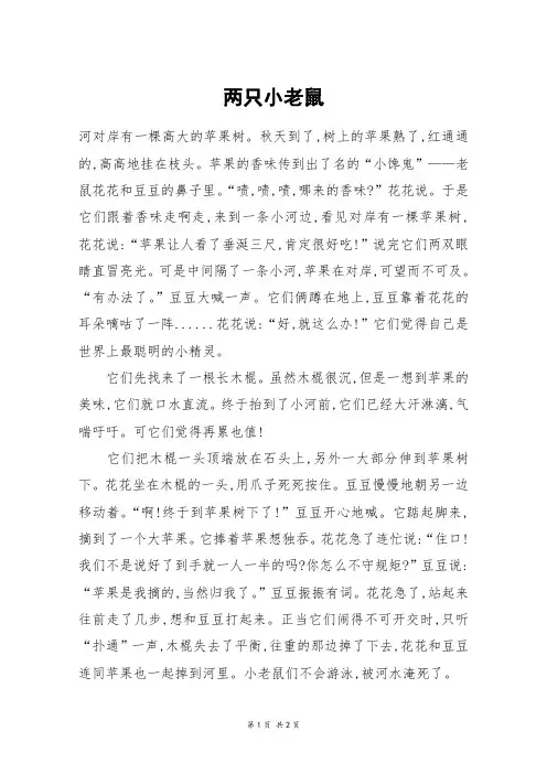 两只小老鼠_五年级作文
