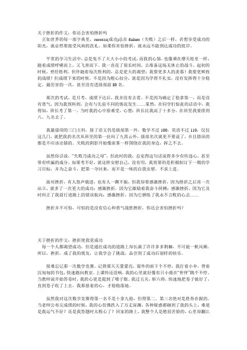 关于挫折的作文