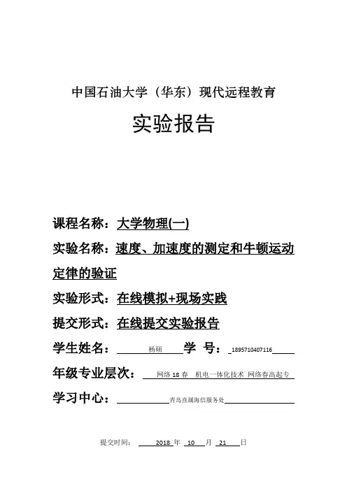 《大学物理(一)》实验报告模板