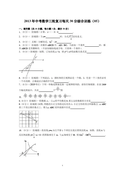2013年中考数学三轮复习每天30分综合训练(05)