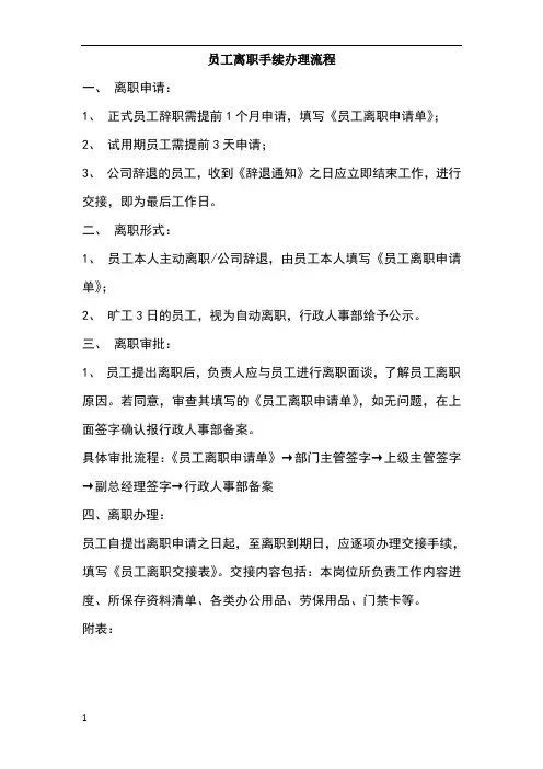 离职手续办理流程