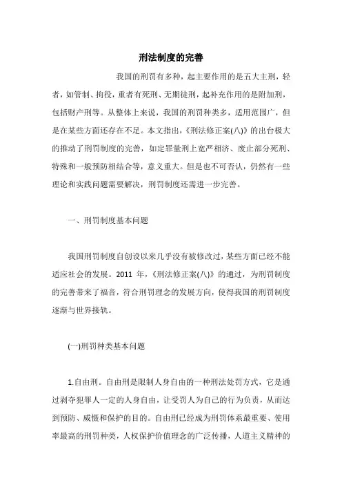 刑法制度的完善