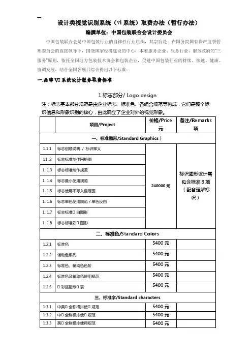 中国包装联合会设计委员会取费标准