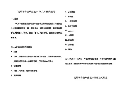 建筑学专业毕业设计A3文本与展板格式规范
