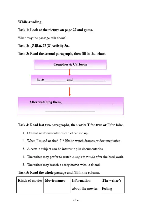 鲁教版九年级英语复习Unit 4 I like music that I can dance to——Section A2 学案