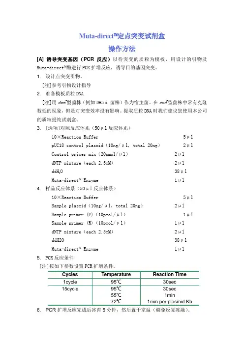 定点突变操作步骤