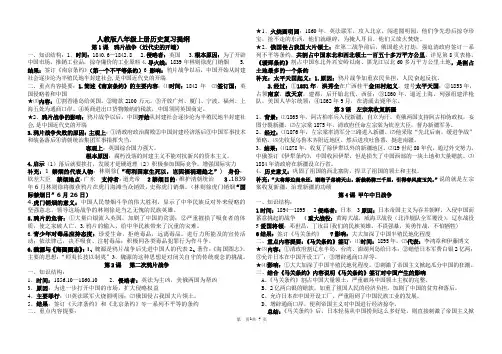 人教版八年级上册历史复习提纲