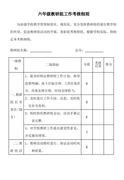 教研组考核细则