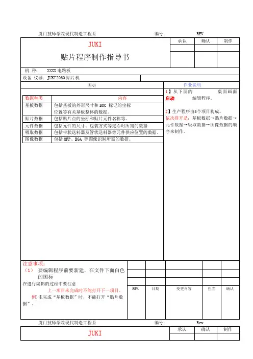 JUKI程序制作作业指导书