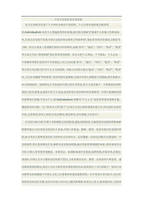 中西方文化差异