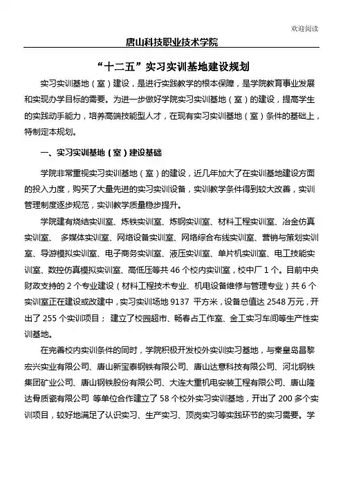 实习实训基地建设规划