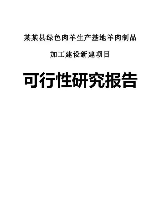 某某县绿色肉羊生产基地羊肉制品加工建设新建项目可行性研究报告