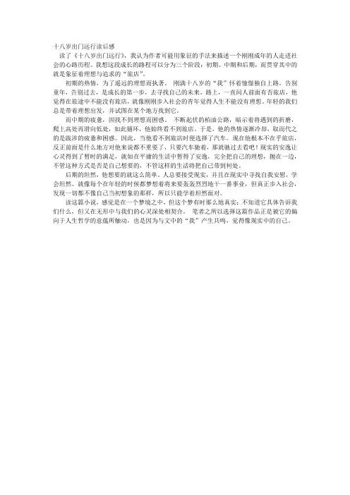 十八岁出门远行读后感