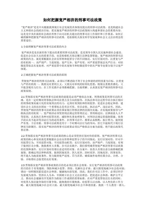 如何把握宽严相济的刑事司法政策