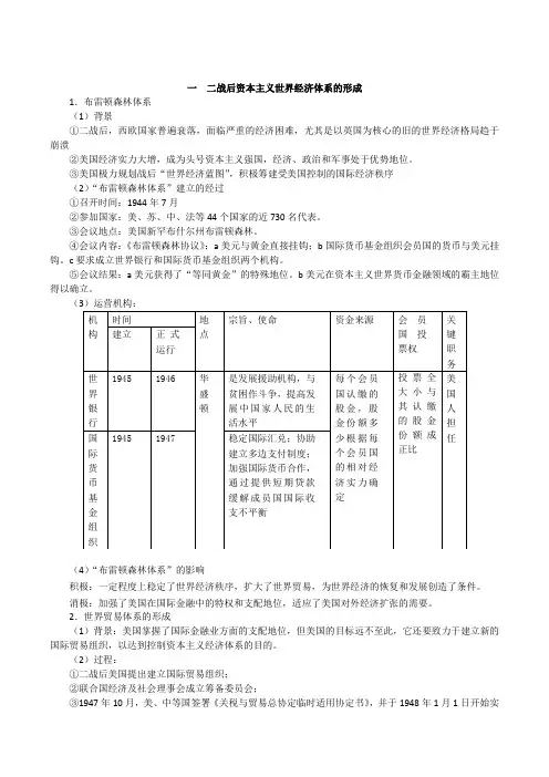 二战后资本主义世界经济体系的形成