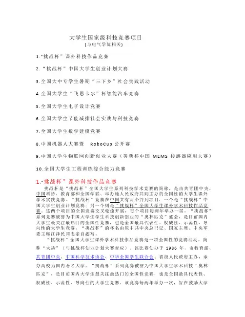 大学生国家级科技竞赛项目