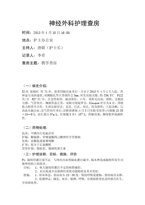 神经外科护理查房 2
