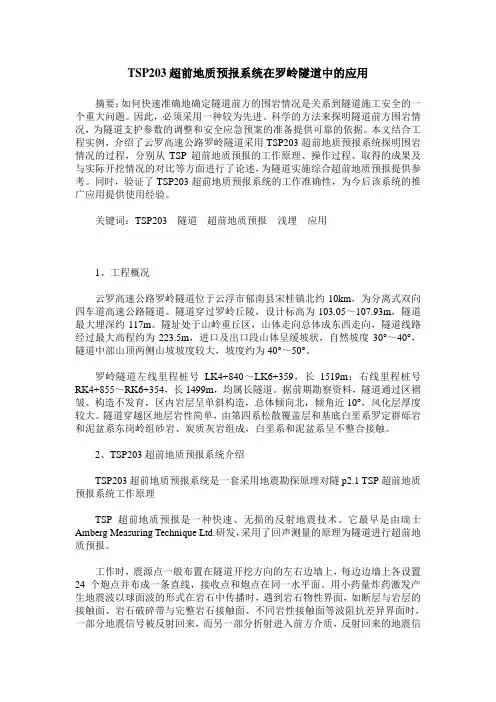 TSP203超前地质预报系统在罗岭隧道中的应用